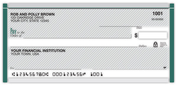 Pinstripe Green Personal Checks | Promise Checks