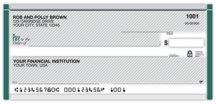 Pinstripe Green Personal Checks | Promise Checks